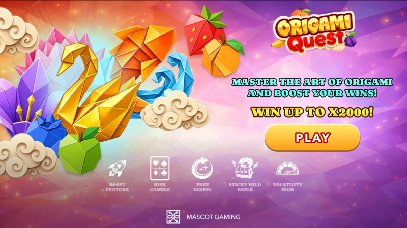 Origami Quest - রিল এবং অরিগামি প্রতীক সহ প্রধান স্ক্রিন